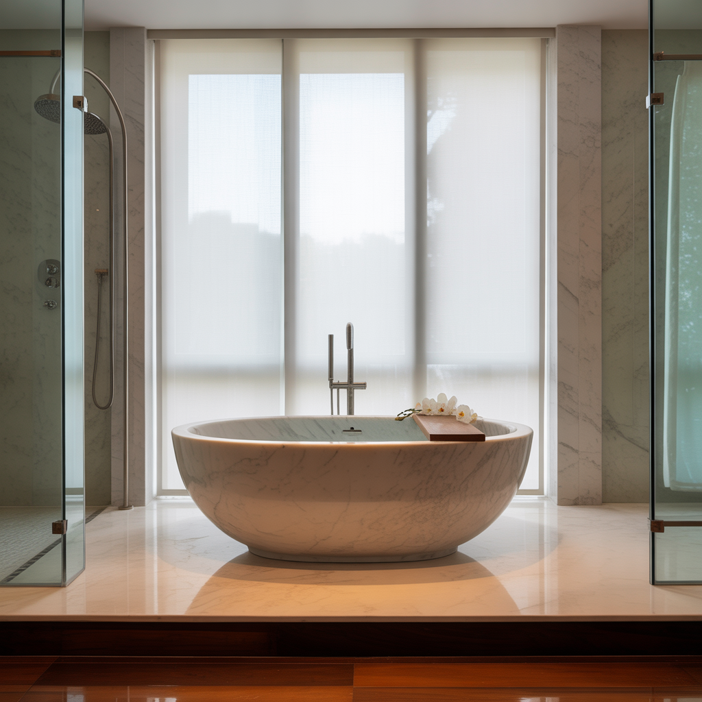 Baño de diseño con elementos naturales